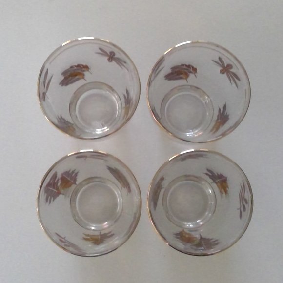 Vintage MCM Libbey Gold Foliage frosted leaf pattern glasses - Picture 8 of 12